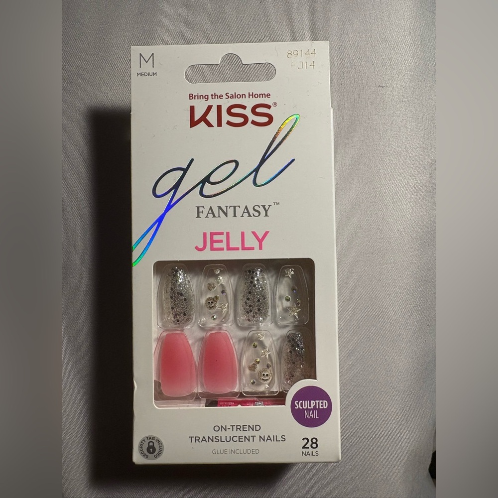 KISS Gel Fantasy Jelly Nails - Pink and Silver